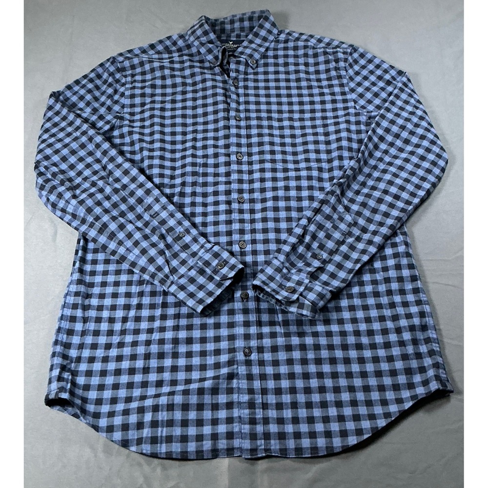 American Eagle Mens Blue Black Gingham Long Sleeve Button Down Shirt MT Tall